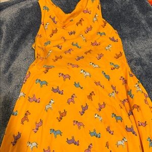Cat & Jack Orange Dress with Colorful Animal Print